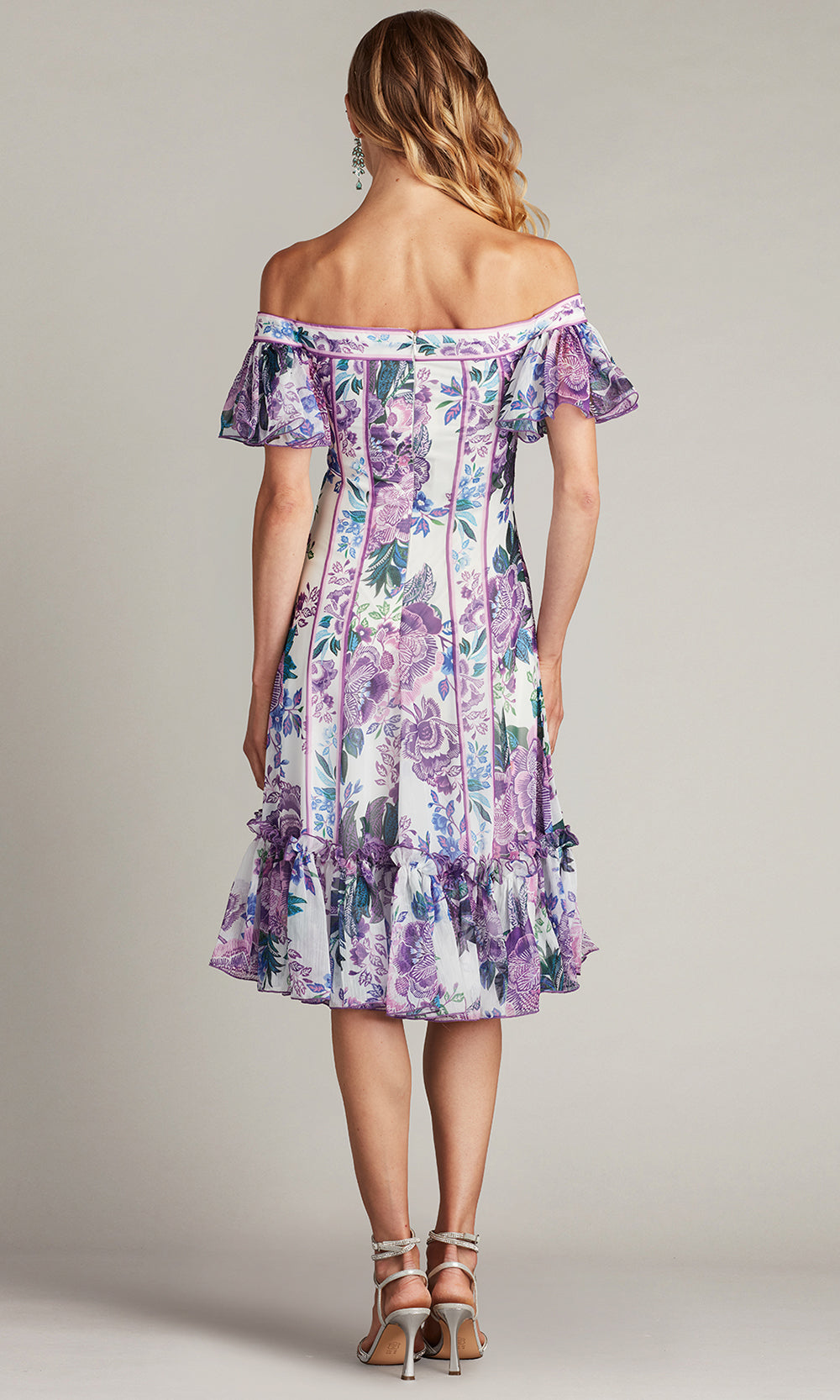 Tadashi Shoji CHZ25465M - Flutter Sleeve Breeze Floral Print Chiffon Dress Homecoming Dresses