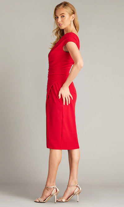 Tadashi Shoji BOS24444M - Molloy Pleated Drape Knee-Length Cocktail Dress Cocktail Dresses