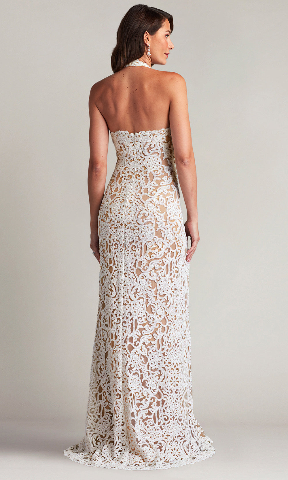 Tadashi Shoji AZZ18014LBR - Elanor Embroidered Halter Bridal Gown Wedding Dresses in White  