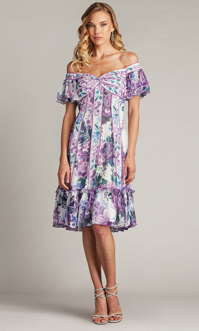 Tadashi Shoji CHZ25465M - Flutter Sleeve Breeze Floral Print Chiffon Dress Homecoming Dresses