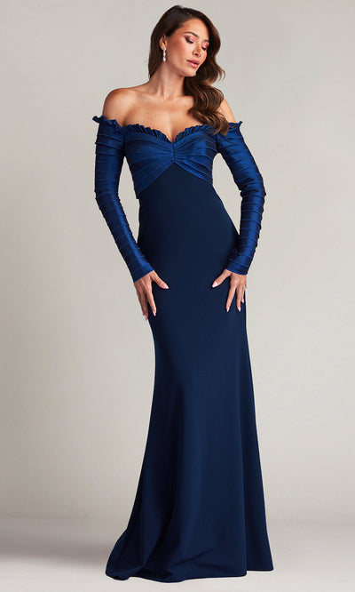 Tadashi Shoji BOS23517L - Neena Taffeta Banded Off Shoulder Gown Formal Gowns
