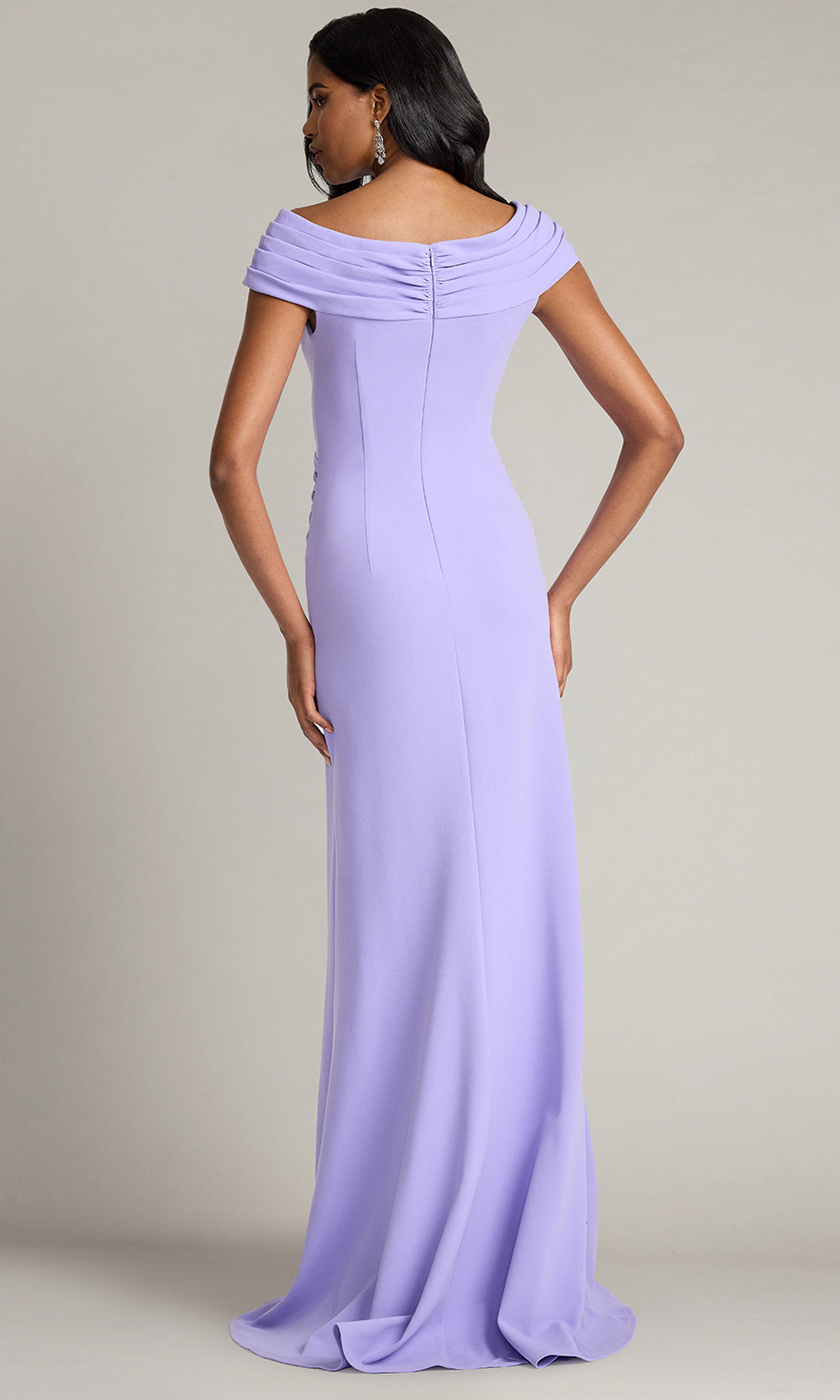 Tadashi Shoji BOS26182L - Off Shoulder High Slit Column Gown Mother of the Bride Dresses in Purple  