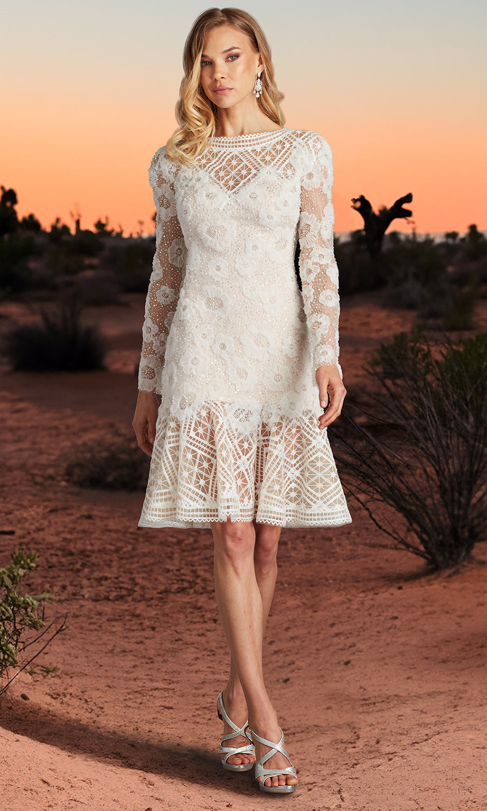 Tadashi Shoji CFE25400M - Bateau Neck Idly Embroidered Illusion Dress Homecoming Dresses