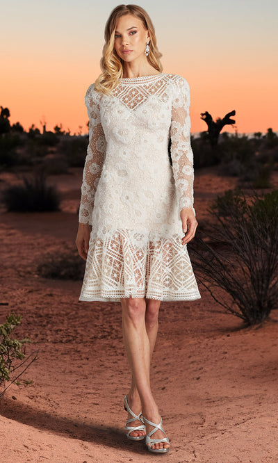 Tadashi Shoji CFE25400M - Bateau Neck Idly Embroidered Illusion Dress Homecoming Dresses
