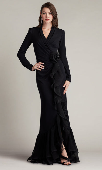 Tadashi Shoji BOS24382L - Malone Cascading Ruffle Long Sleeve Gown Mother of the Bride Dresses