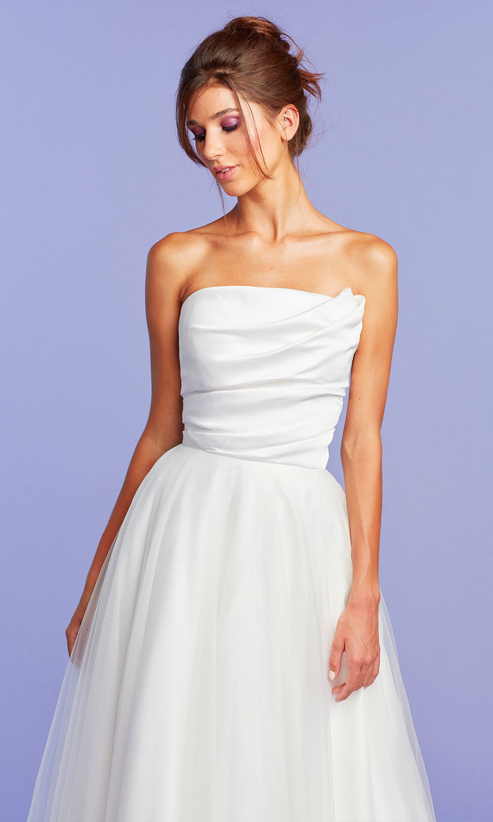Tadashi Shoji BQN20298LBR - Strapless Ambrose Asymmetric Draped Gown Wedding Dresses in White  