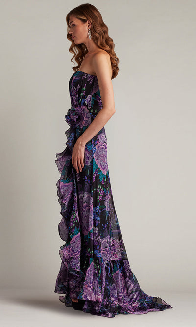 Tadashi Shoji CHW24386L - Strapless Morwenna Floral Print Ruffle Gown Prom Dresses