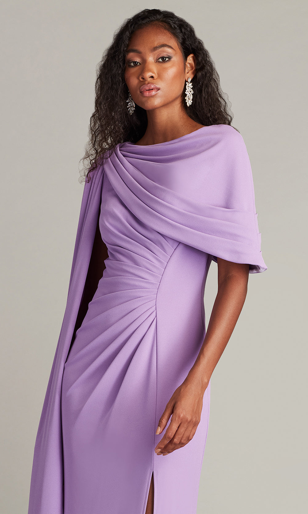 Tadashi Shoji BOS25345L - Acadia Shawl Draped Evening Gown Formal Gowns