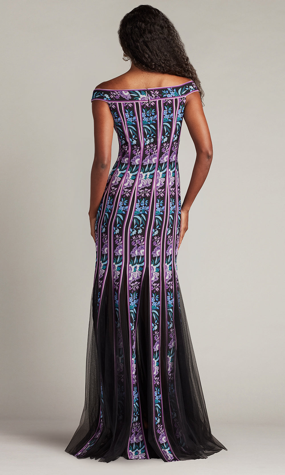 Tadashi Shoji CHZ25464L - Off Shoulder Weston Floral Ribbon and Tulle Gown Formal Gowns