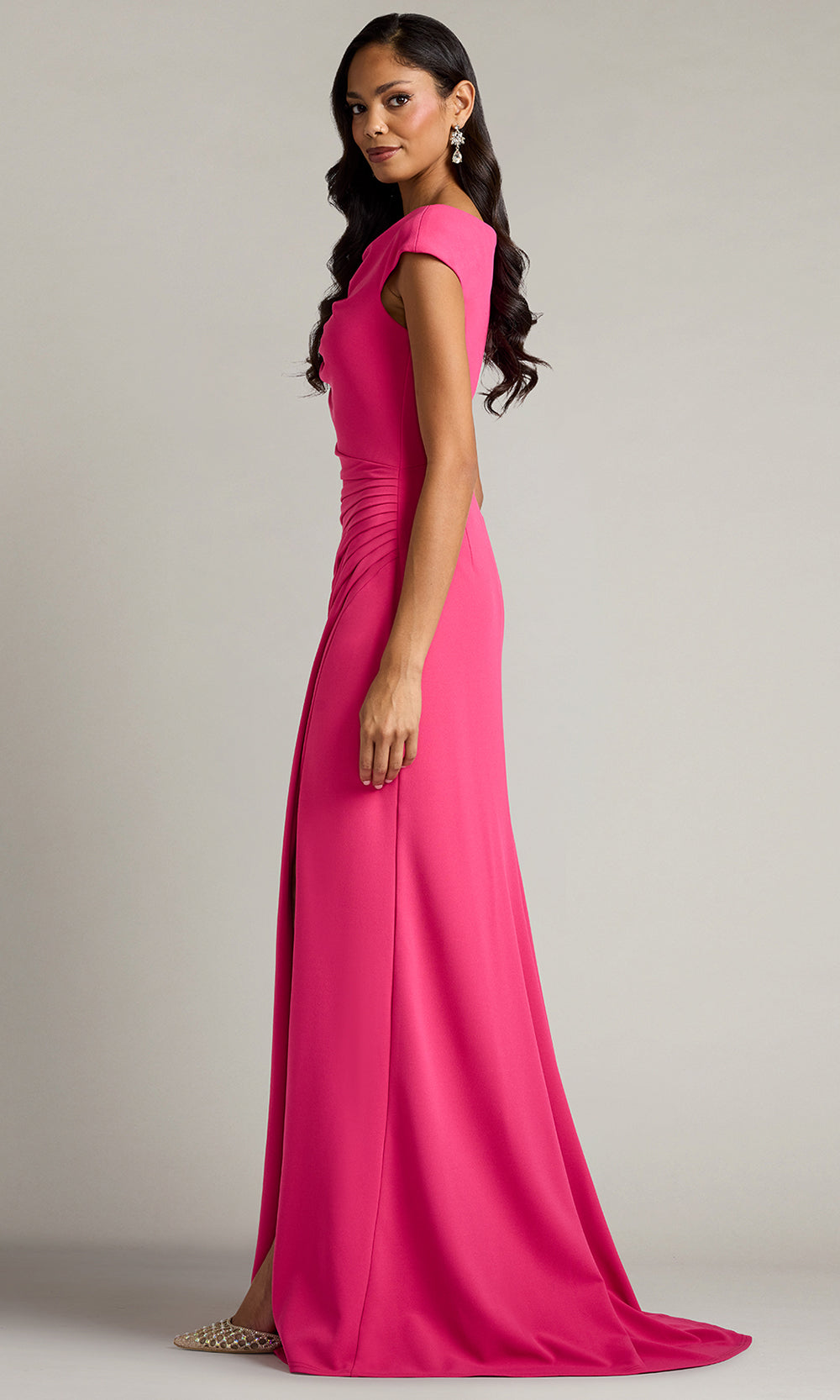 Tadashi Shoji BOS26105L - Ruched Bodice Bateau Neck Evening Gown Mother of the Bride Dresses in Cabaret  
