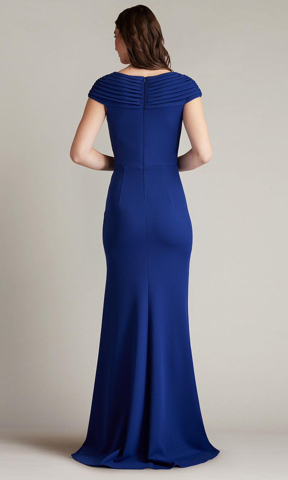 Tadashi Shoji BOS24636L - Cap Sleeve Cargill Pleated Draped Gown Mother of the Bride Dresses in Blue  