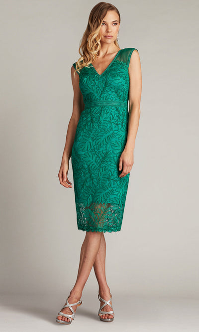 Tadashi Shoji CHU24350M - Evonne Embroidered Knee-Length Fitted Dress Cocktail Dresses