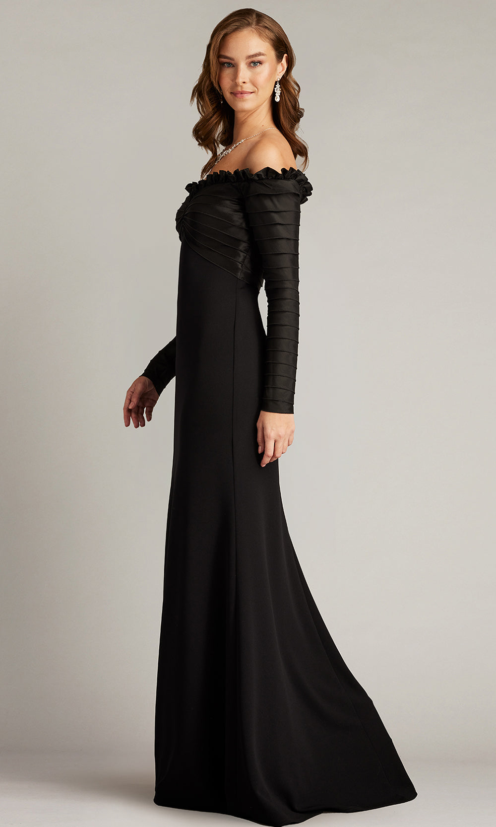 Tadashi Shoji BOS23517L - Neena Taffeta Banded Off Shoulder Gown Formal Gowns