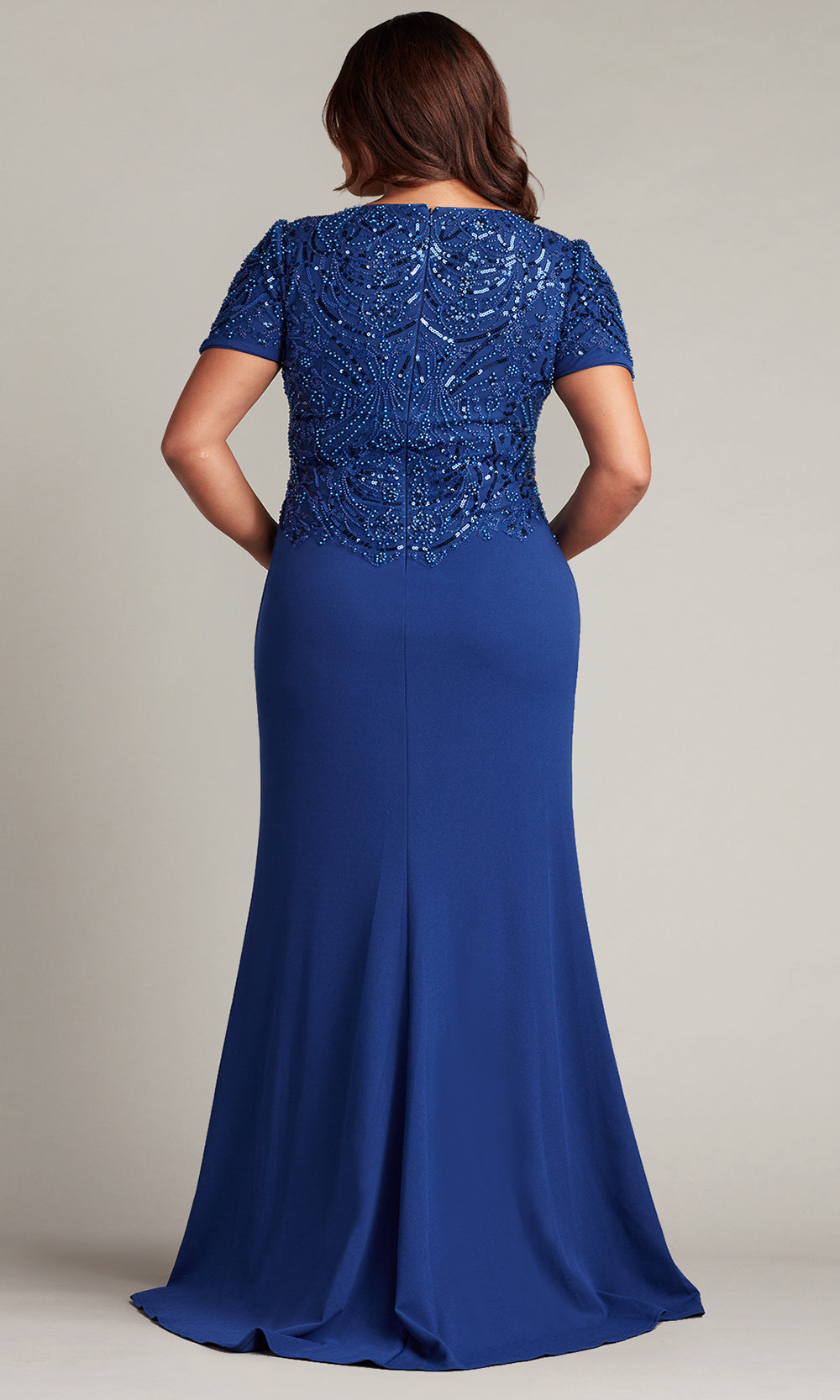 Tadashi Shoji CCY23406LQ - Edry Embellished Crepe Formal Gown - Plus Size Mother of the Bride Dresses in Night Blue 