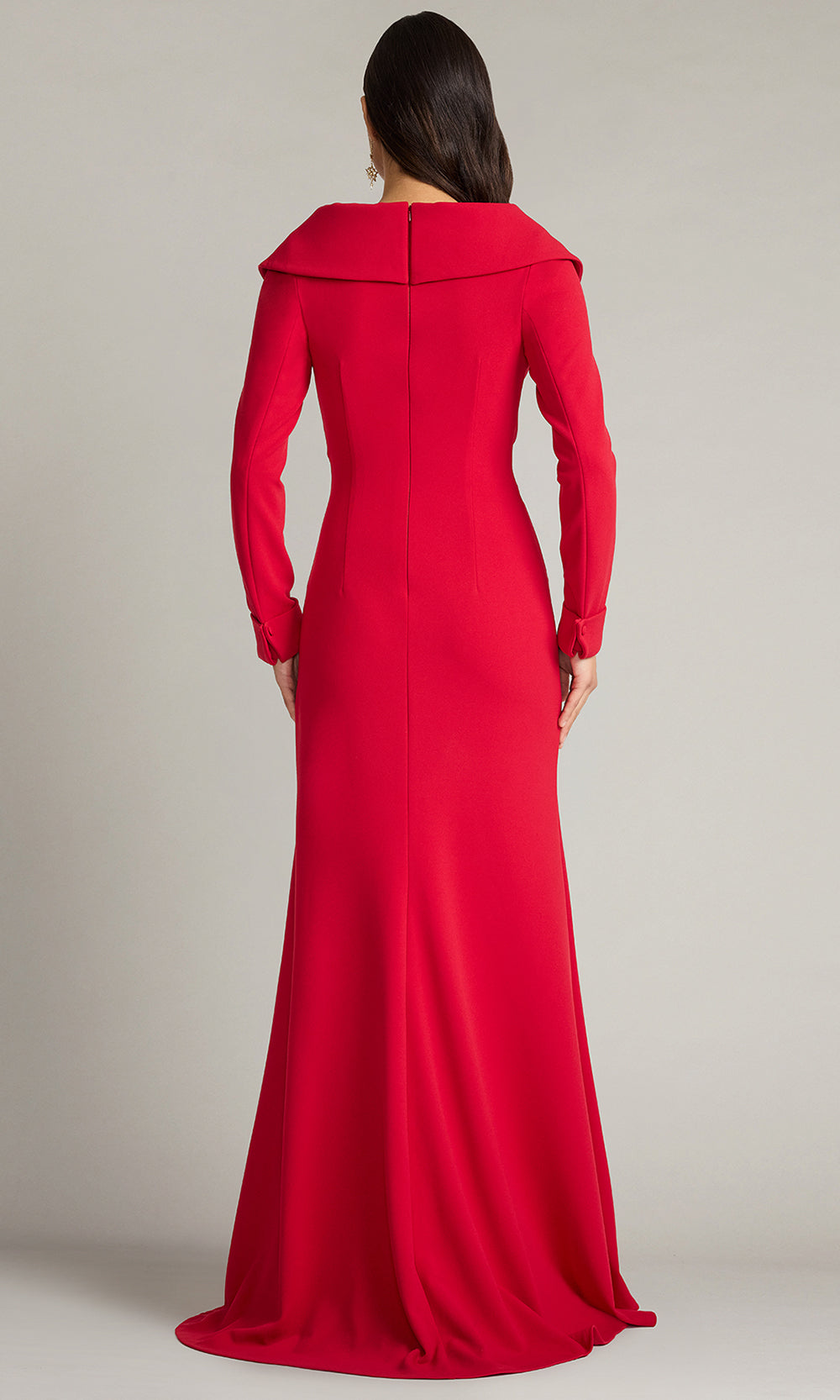 Tadashi Shoji BOS26178L - Noma Portrait Collar Long Sleeve Formal Gown Mother of the Bride Dresses in Red  