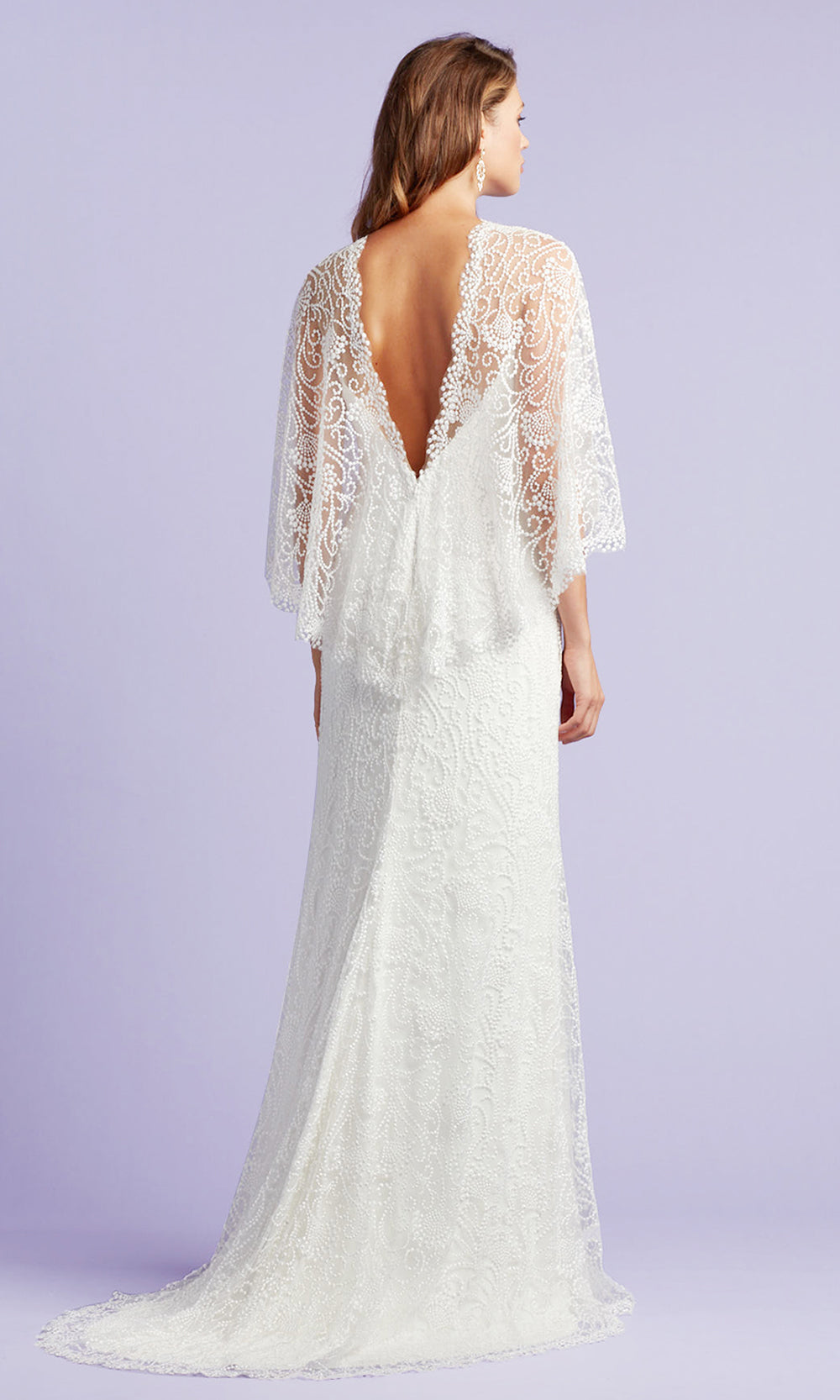 Tadashi Shoji BTW22023LBR - Eagen Draped Overlay Embroidered Sheath Gown Bridal Dresses in White  