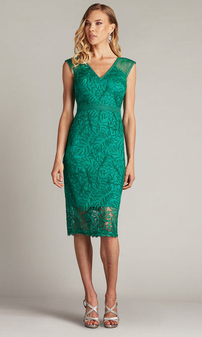 Tadashi Shoji CHU24350M - Evonne Embroidered Knee-Length Fitted Dress Cocktail Dresses