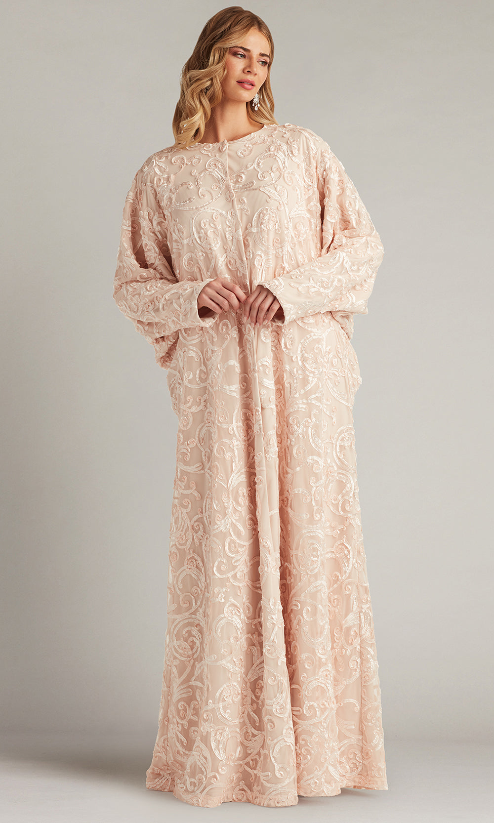 Tadashi Shoji BUS18270L - Caftan Jewel Neckline Evening Gown Formal Gowns in Pink  