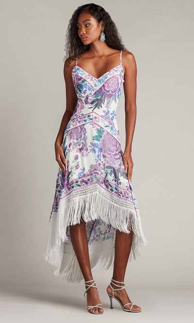 Tadashi Shoji CHZ25455MD - Lua Floral Print Tassel Fringe Slip High Low Dress Homecoming Dresses