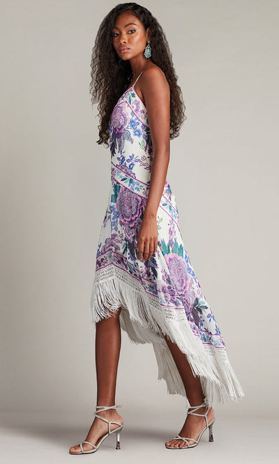 Tadashi Shoji CHZ25455MD - Lua Floral Print Tassel Fringe Slip High Low Dress Homecoming Dresses