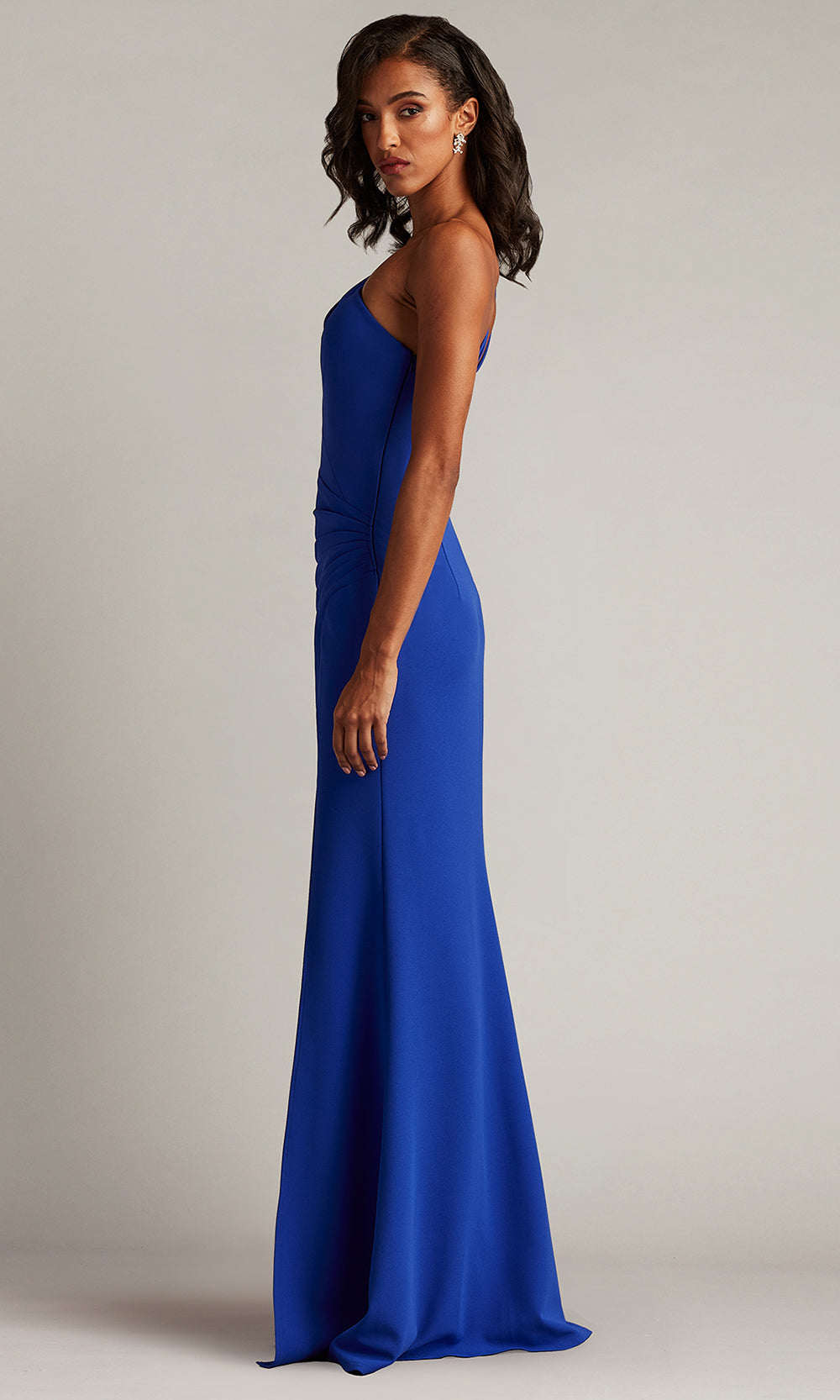 Tadashi Shoji BOS25496L - Viveca One-Shoulder Keyhole Fitted Gown Prom Dresses in Blue  