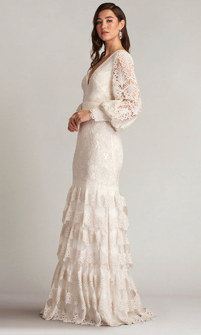 Tadashi Shoji CDY24268L - Bishop Sleeve Aponi Tiered Embroidered Gown Formal Gowns