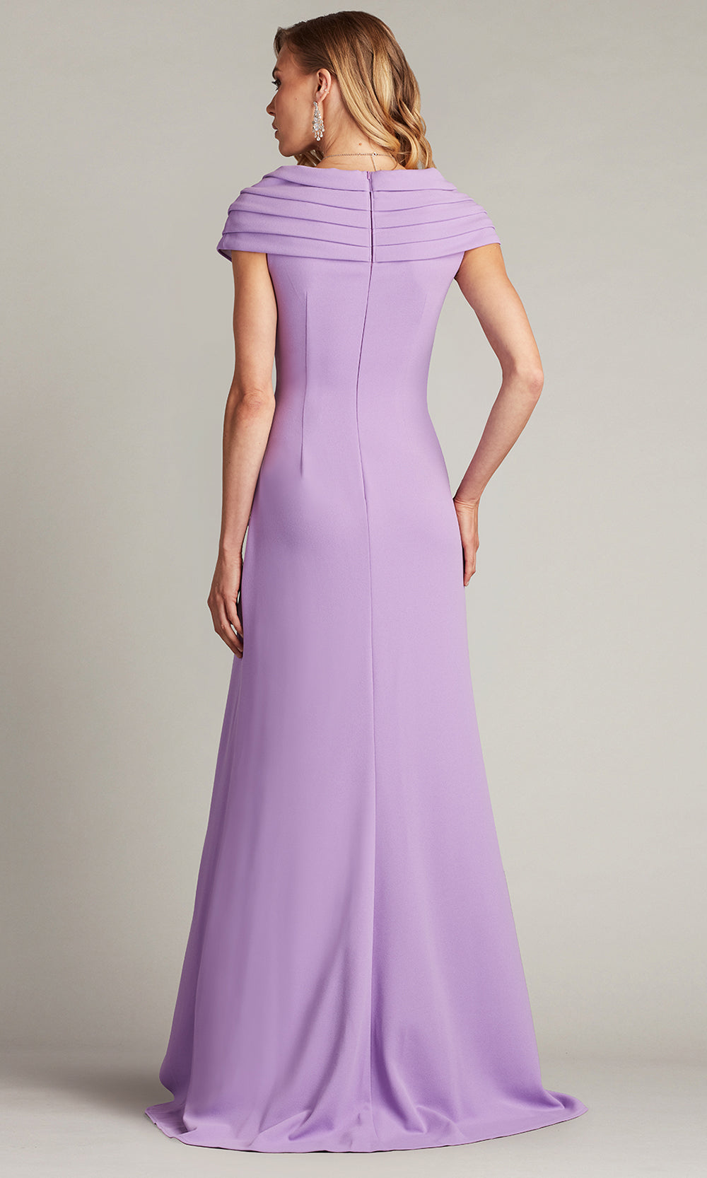 Tadashi Shoji BOS24740L - Talise Waterfall Flounce Sheath Evening Gown Prom Dresses in Purple  