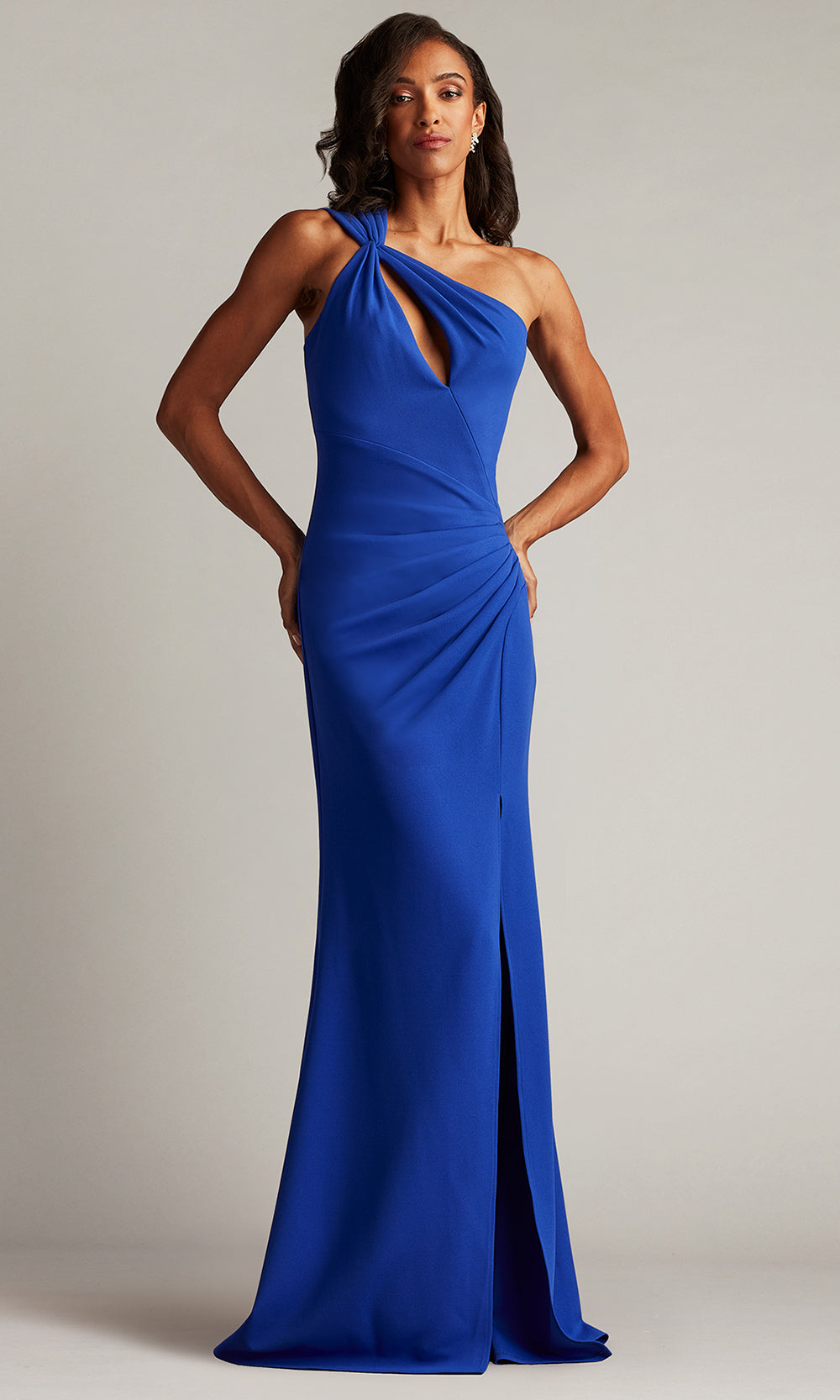 Tadashi Shoji BOS25496L - Viveca One-Shoulder Keyhole Fitted Gown Prom Dresses in Blue  