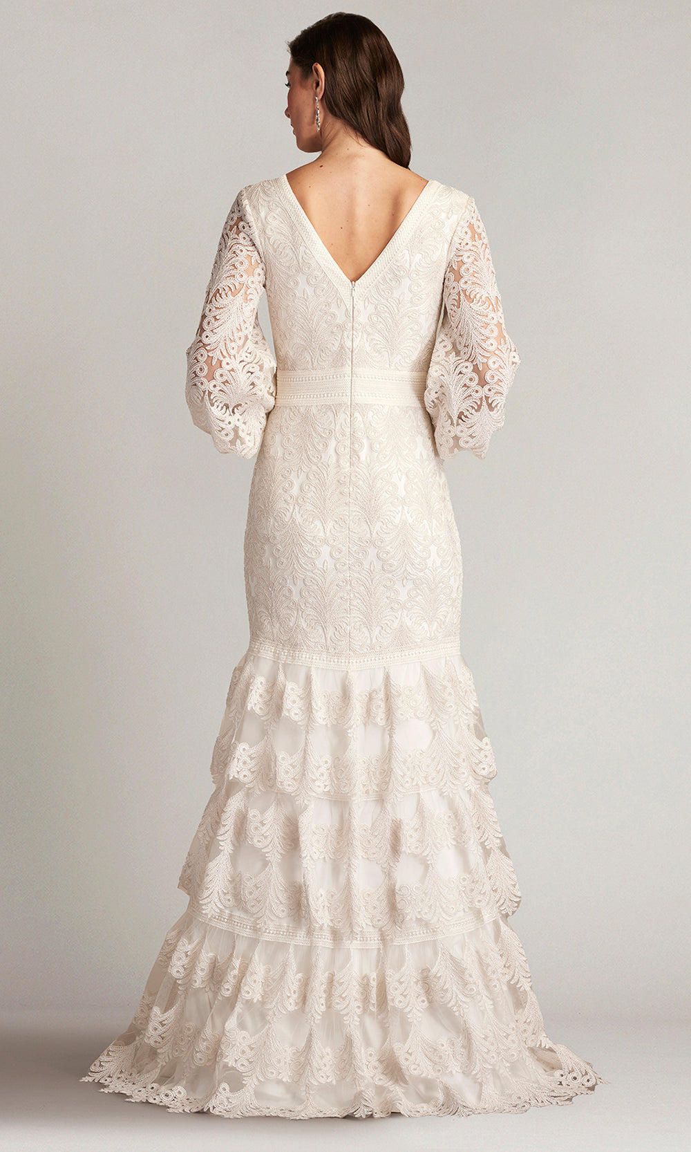 Tadashi Shoji CDY24268L - Bishop Sleeve Aponi Tiered Embroidered Gown Formal Gowns