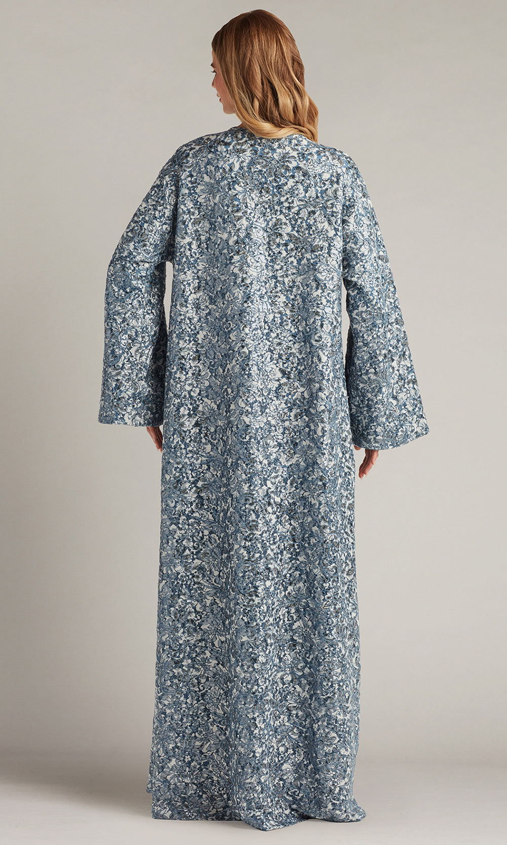 Tadashi Shoji BUQ18269L - Fully Embroidered Wide Sleeve Gown Formal Gowns in Blue  