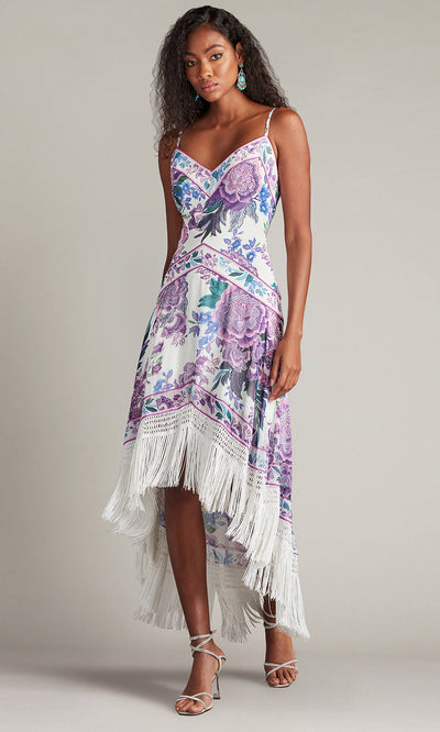 Tadashi Shoji CHZ25455MD - Lua Floral Print Tassel Fringe Slip High Low Dress Homecoming Dresses