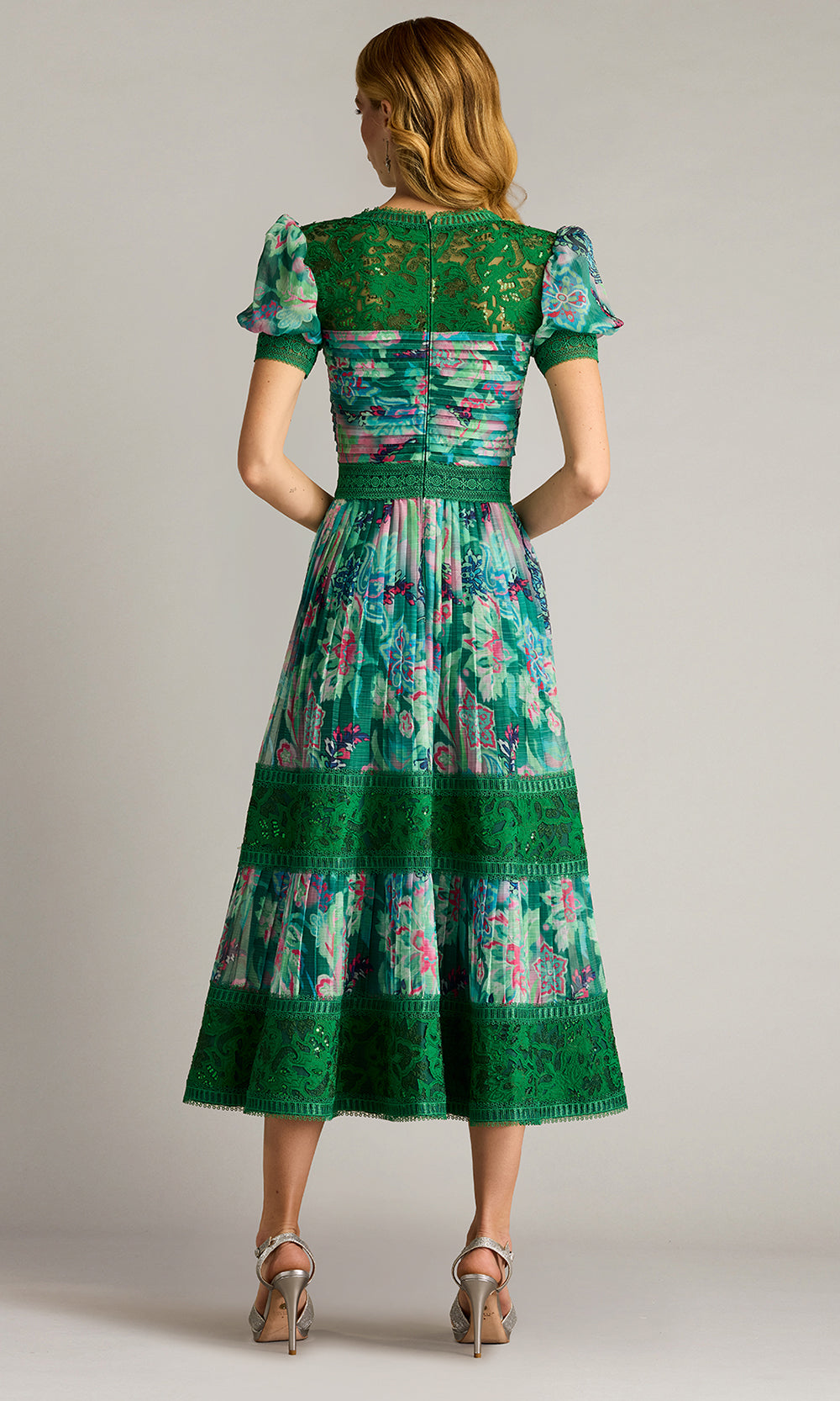 Tadashi Shoji CHP25198MD - V-Neckline Ambria Floral Print Midi Dress Homecoming Dresses