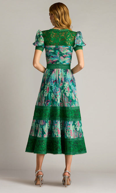 Tadashi Shoji CHP25198MD - V-Neckline Ambria Floral Print Midi Dress Homecoming Dresses