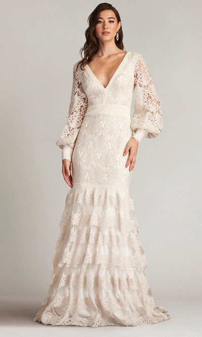 Tadashi Shoji CDY24268L - Bishop Sleeve Aponi Tiered Embroidered Gown Formal Gowns