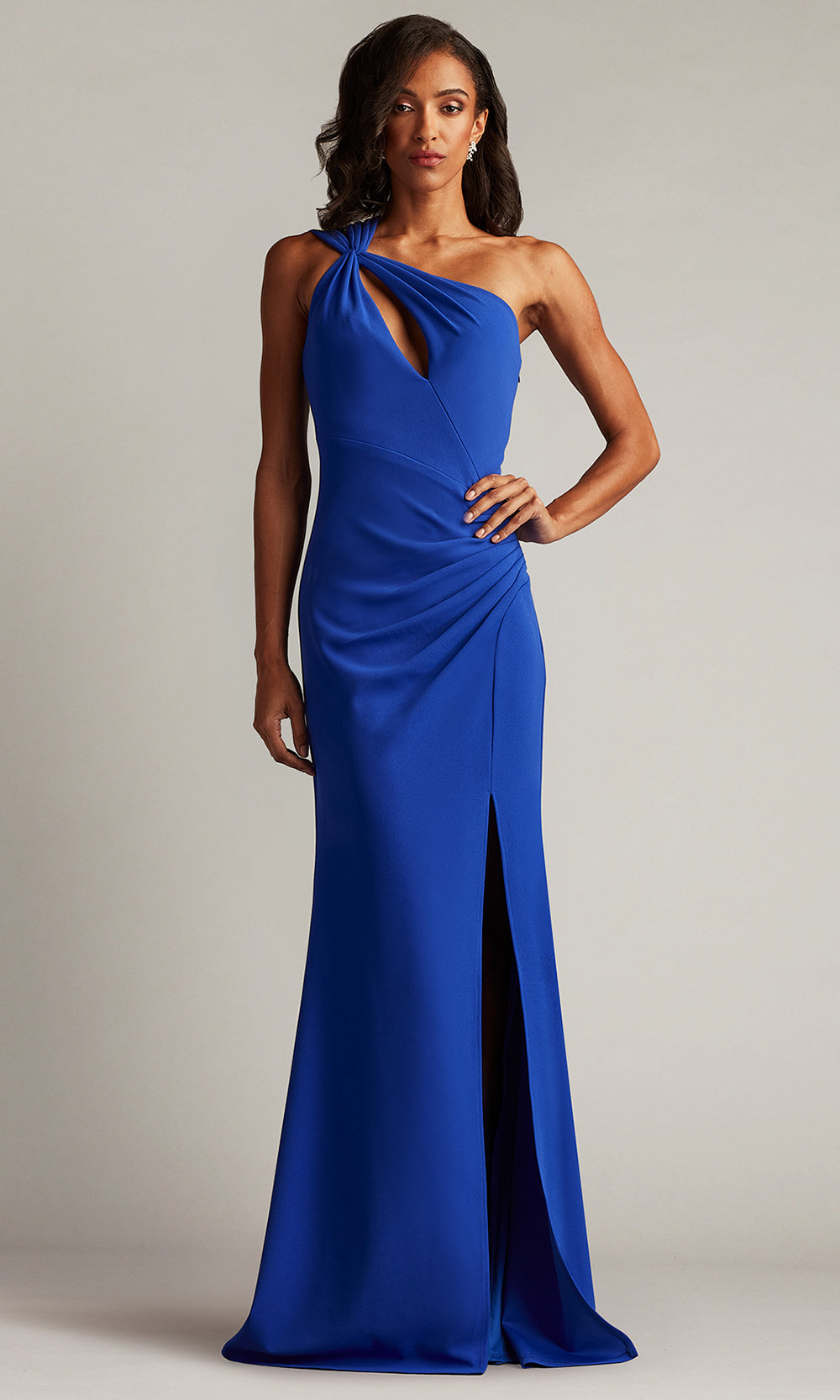 Tadashi Shoji BOS25496L - Viveca One-Shoulder Keyhole Fitted Gown Prom Dresses in Blue  