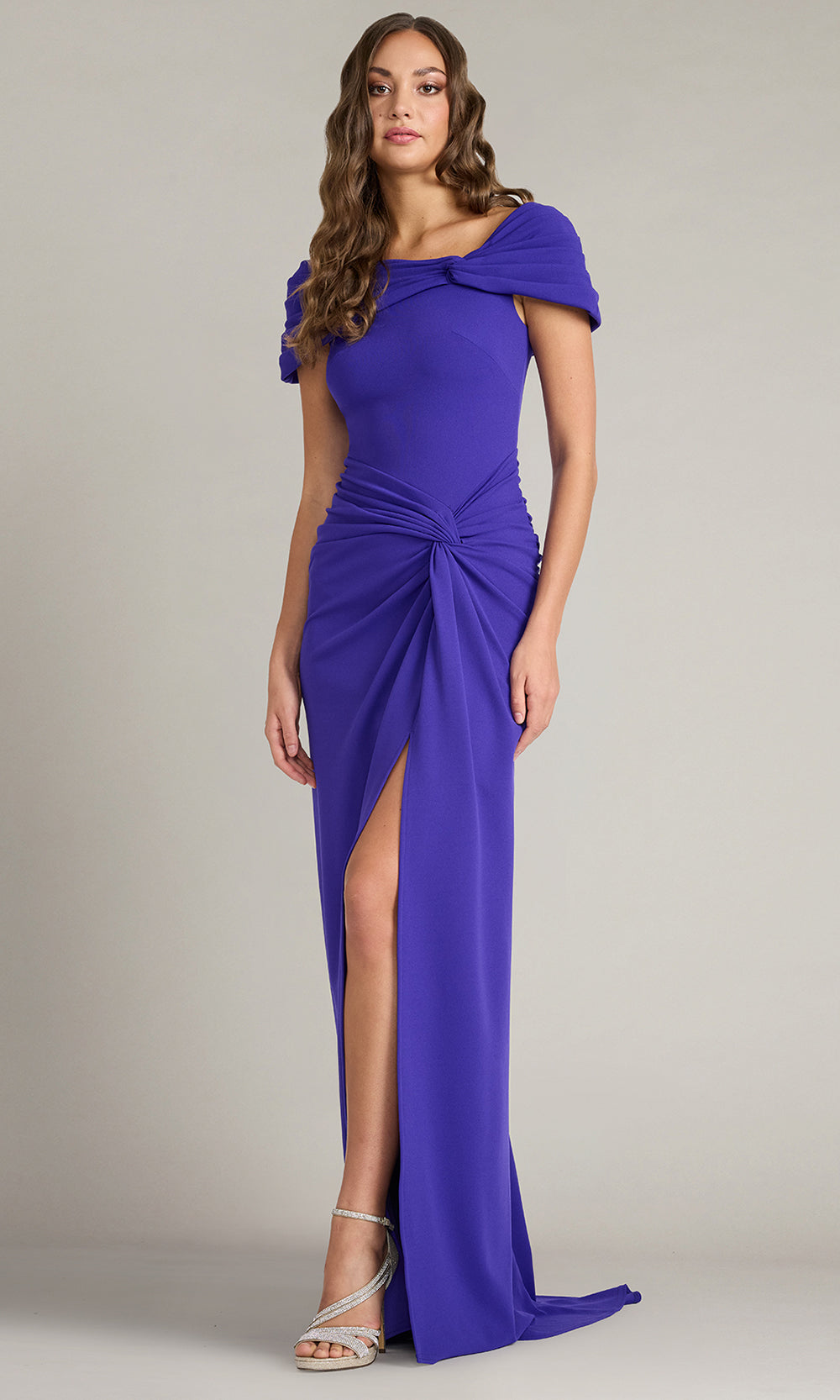 Tadashi Shoji BOS25146L - Perkins Asymmetric Draped Sheath Gown Prom Dresses in Purple  