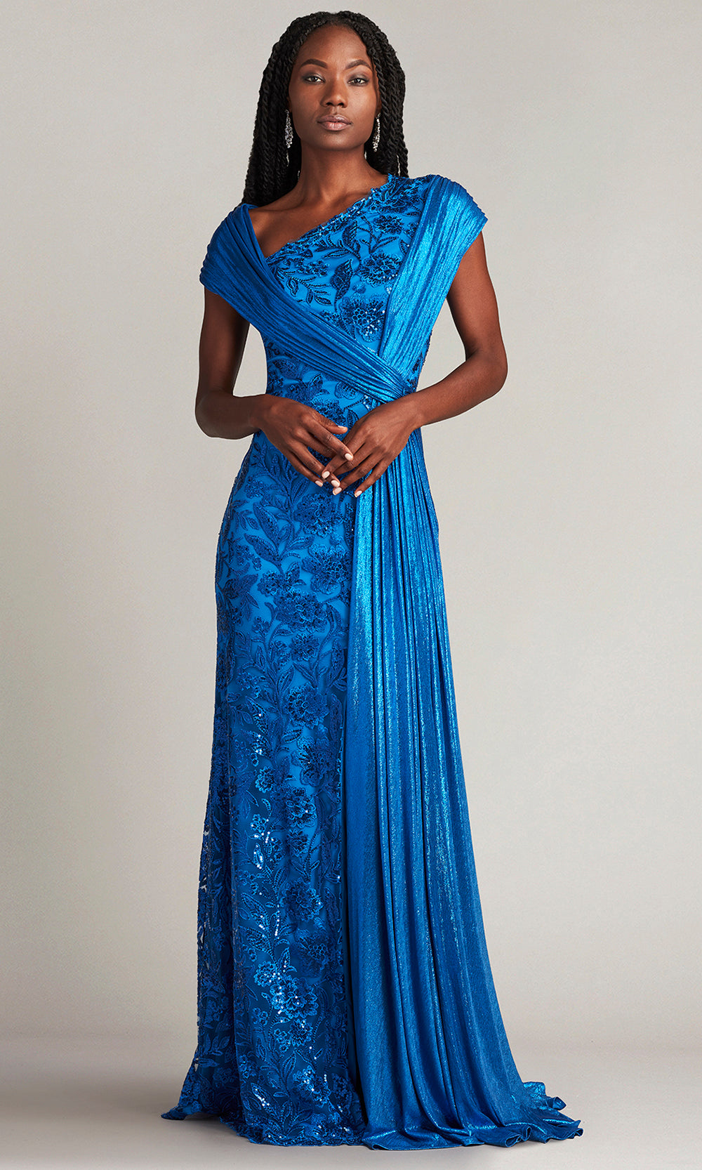 Chantelle Sequin Embroidered Draped Sash Gown-PBLUE-4 Chantelle Sequin Embroidered Draped Sash Gown-PBLUE-4