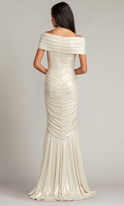 Tadashi Shoji BSJ24023L - Piette Draped Metallic Jersey Sheath Gown Special Occasion Dresses