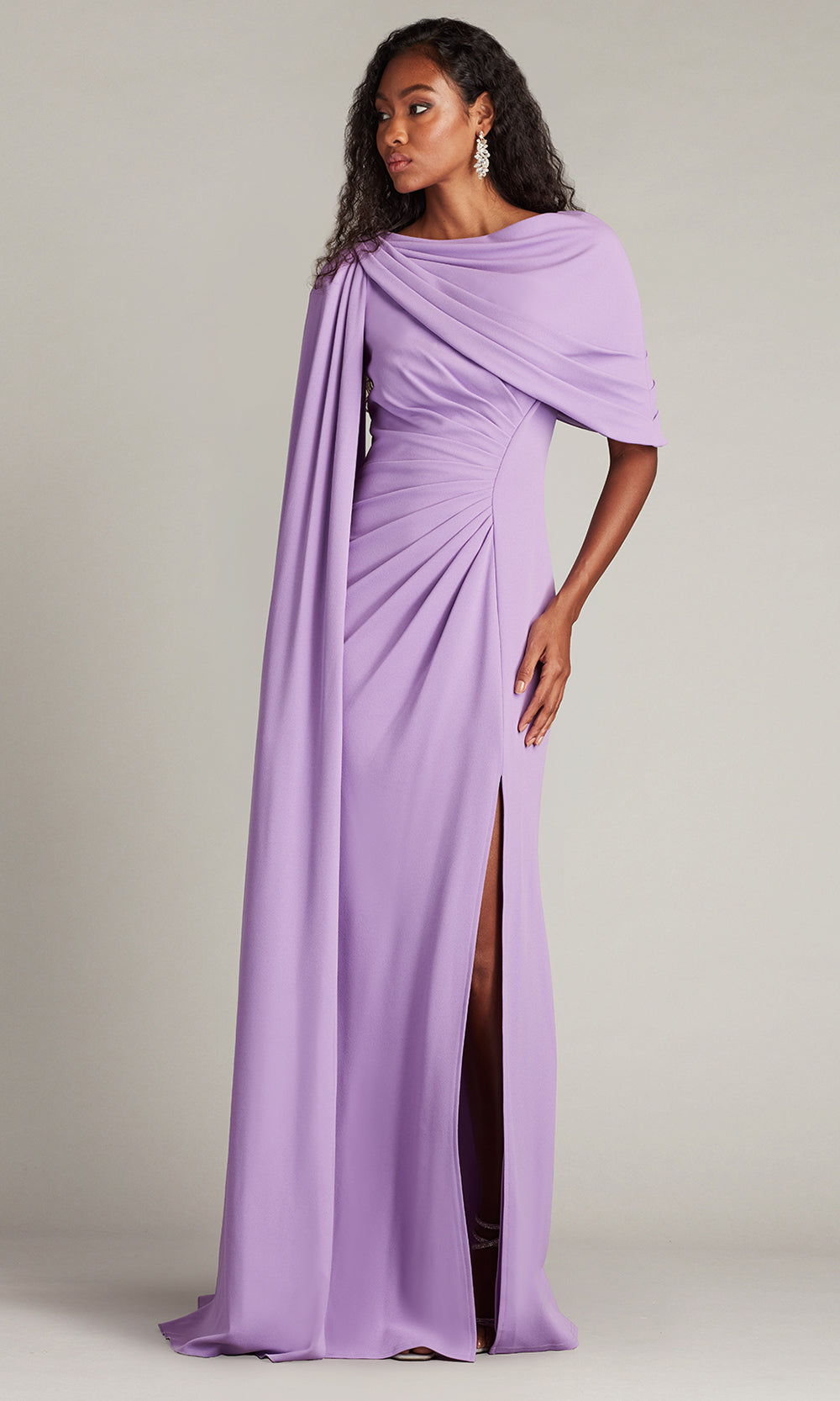 Tadashi Shoji BOS25345L - Acadia Shawl Draped Evening Gown Formal Gowns