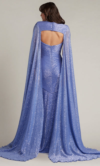 Tadashi Shoji CDM24020L - Isilay Back Keyhole Sequin Cape Sleeve Gown Special Occasion Dresses