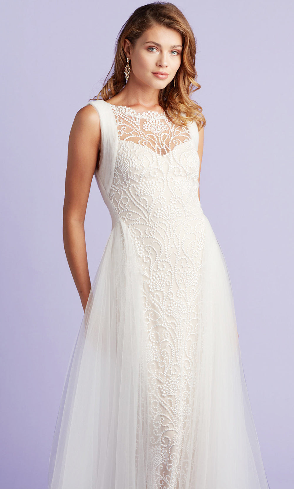 Tadashi Shoji BTW22017LBR - Sleeveless Alamo Dot Embroidered Bridal Gown Bridal Dresses in White  