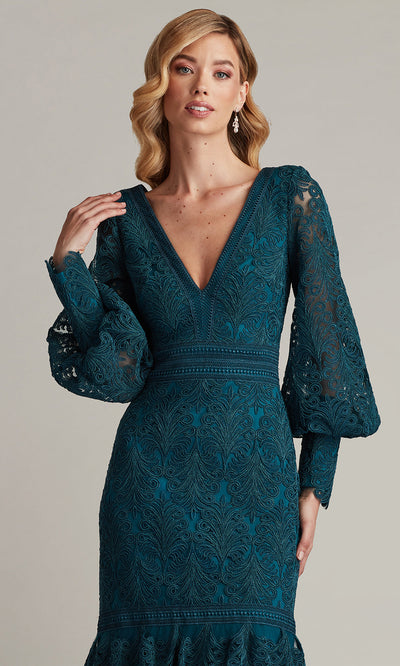 Tadashi Shoji CDY24268L - Bishop Sleeve Aponi Tiered Embroidered Gown Formal Gowns