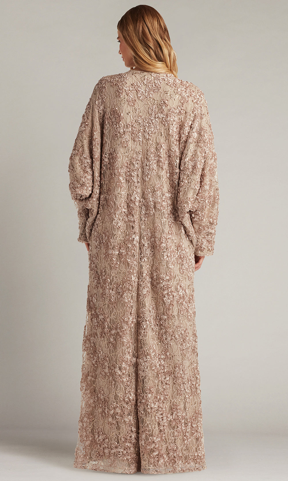 Tadashi Shoji BUK18270L - Embroidered Pattern Jewel Neck Long Gown Formal Gowns in Pink and Brown