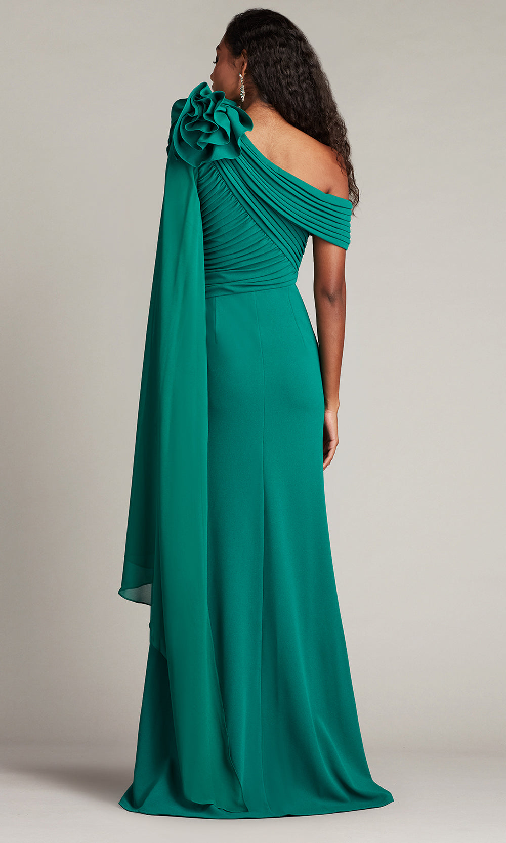 Tadashi Shoji BOS24012L - Kamari Draped Rosette Shoulder Crepe Gown Mother of the Bride Dresses