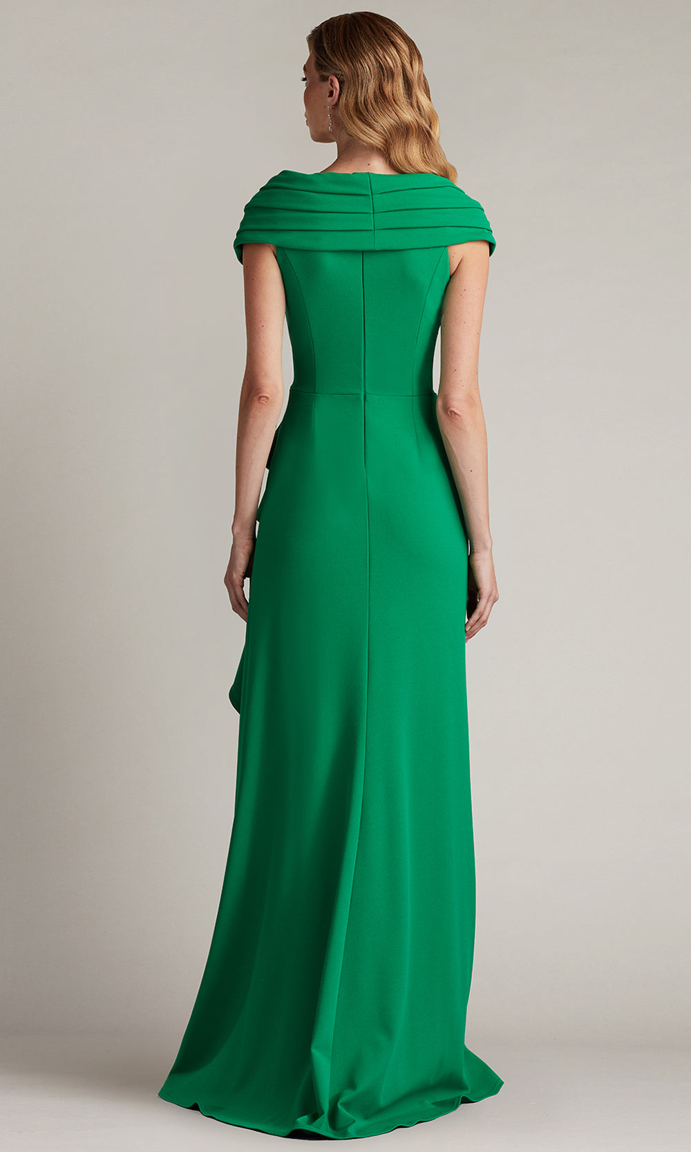 Tadashi Shoji BOS24740L - Talise Waterfall Flounce Sheath Evening Gown Prom Dresses in Green  