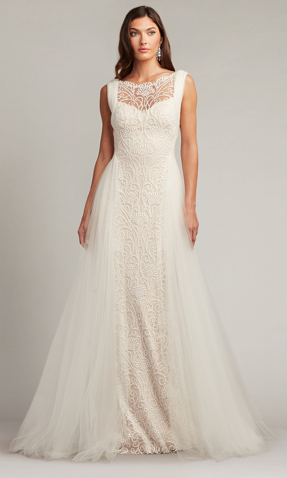 Tadashi Shoji BTW22017LBR - Sleeveless Alamo Dot Embroidered Bridal Gown Bridal Dresses in White  