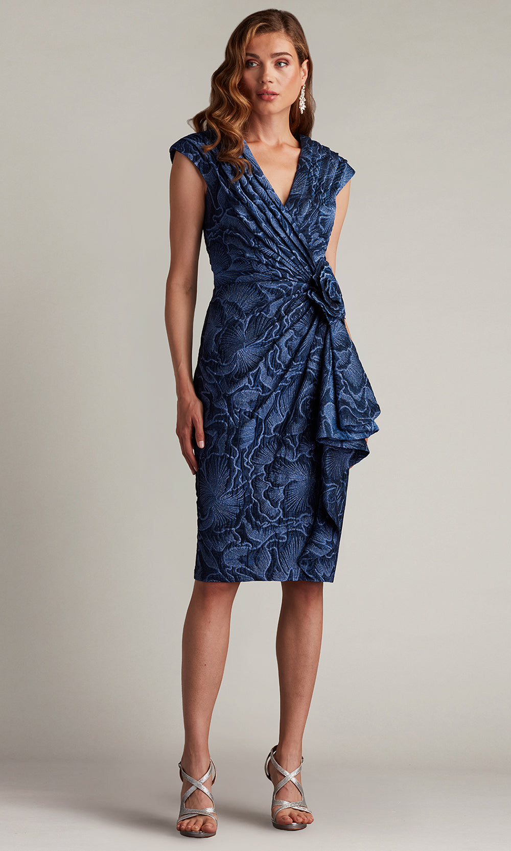 Tadashi Shoji CHN25180M - V-Neckline Emery Floral Jacquard Dress Homecoming Dresses