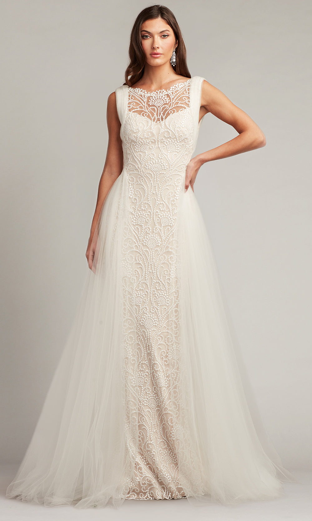 Tadashi Shoji BTW22017LBR - Sleeveless Alamo Dot Embroidered Bridal Gown Bridal Dresses in White  