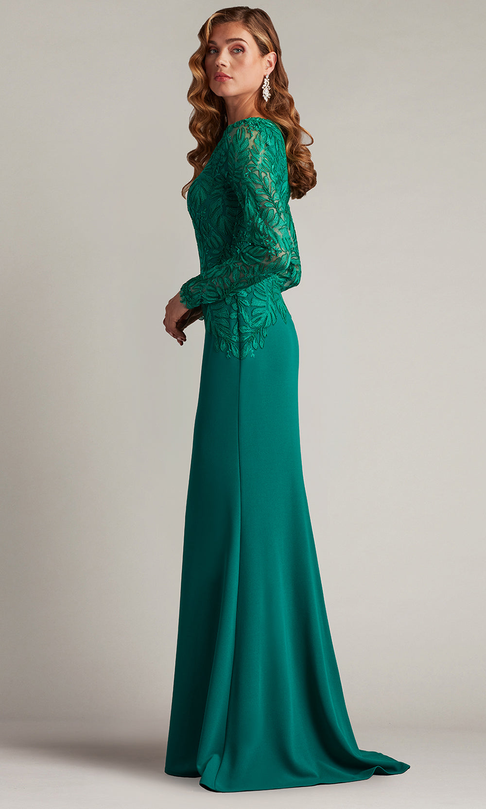 Tadashi Shoji CHU16206LXY - Caliste Embroidered Crepe Long Sleeve Gown Prom Dresses
