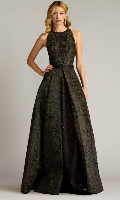 Tadashi Shoji CHN25172L - Darana Floral Jacquard Sleeveless Evening Gown Formal Gowns
